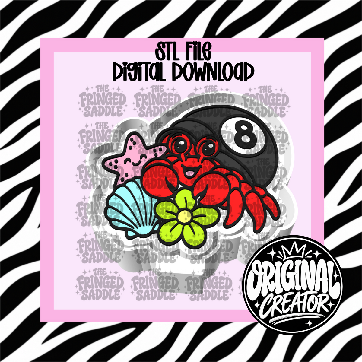 Hermit crab 8 ball STL & PNG