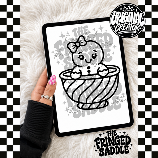 Gingerbread in peppermint bowl png