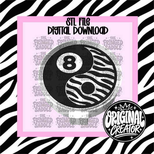 Zebra 8 ball ying yang STL & PNG