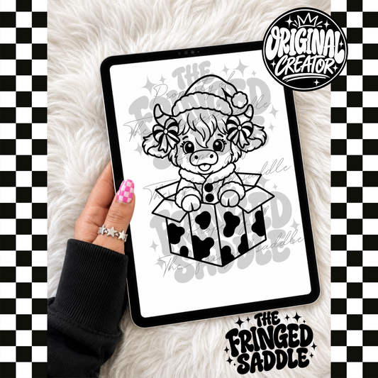 Christmas highland in cowprint box png