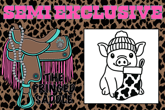 Pig w cow print stocking