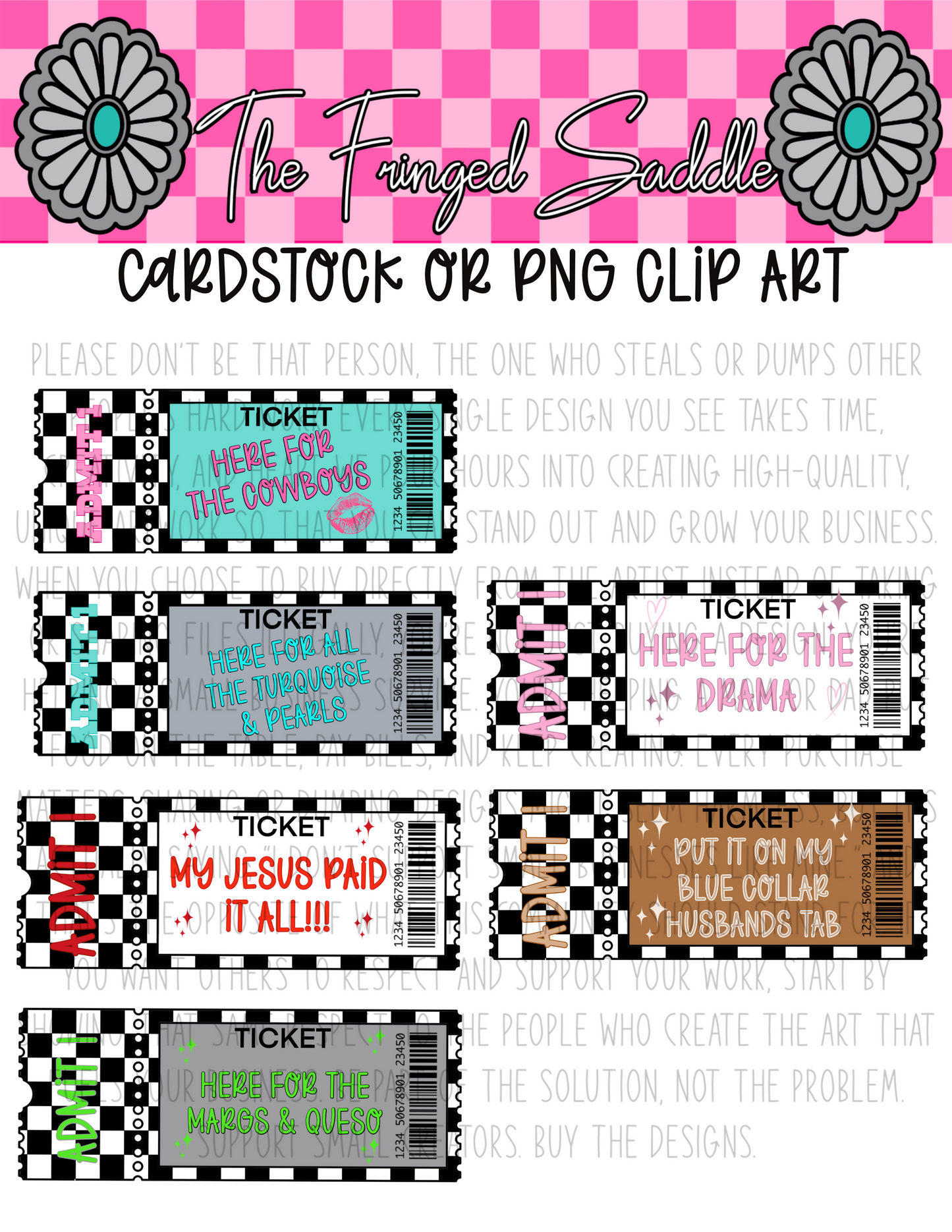 Ticket cardstock clipart bundle DIGITAL