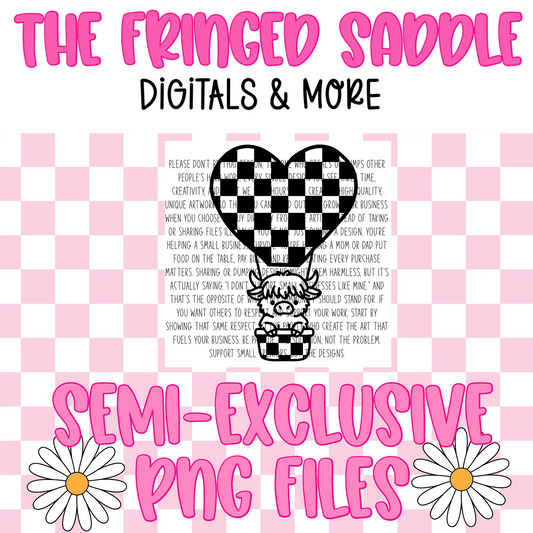 Checkered hot air balloon highland