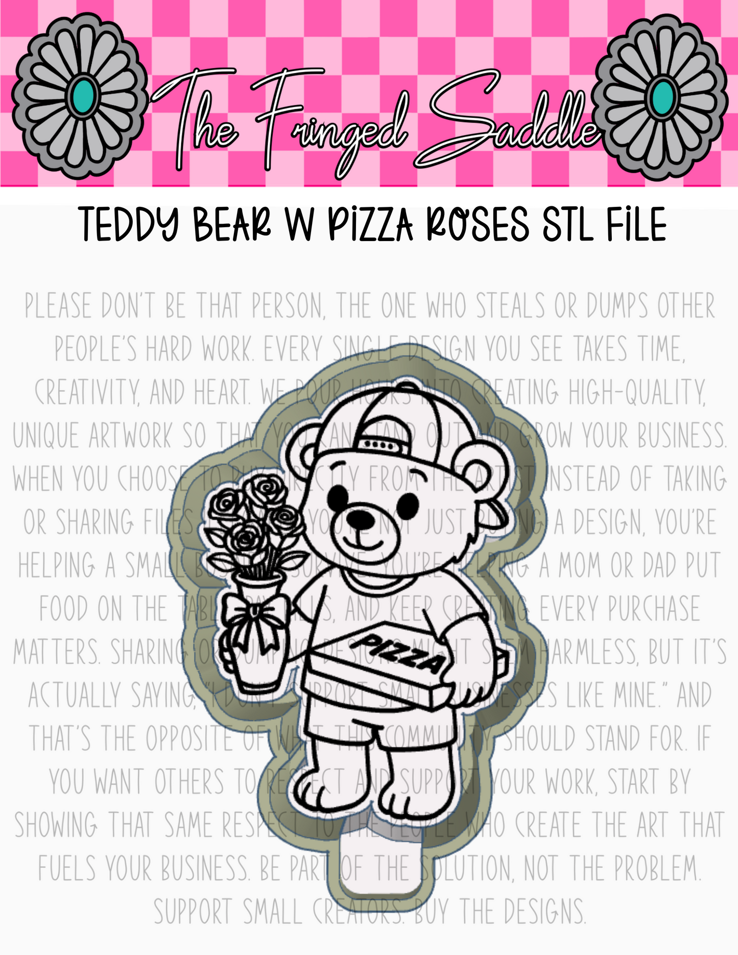 Teddy w pizza roses STL